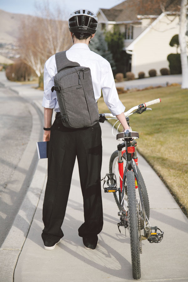 Mormon missionaries often travel from door to door spreading their message by foot or bicycle. 