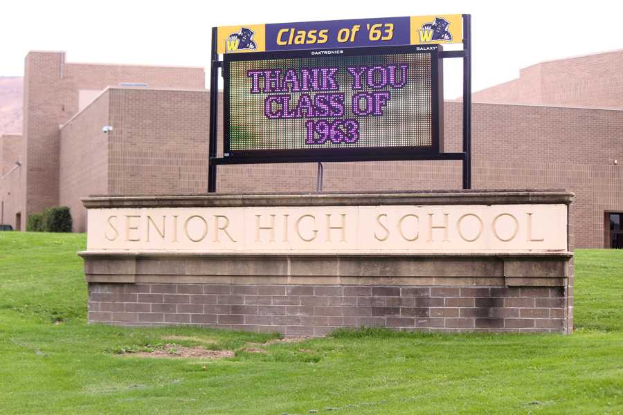 The Class of 1963s donation is honored on the reader board with special recognition.