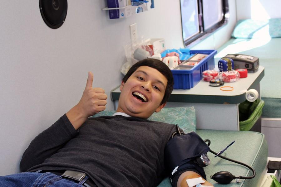 Sophomore Daniel Cassiano approaches blood donation with a positive attitude.