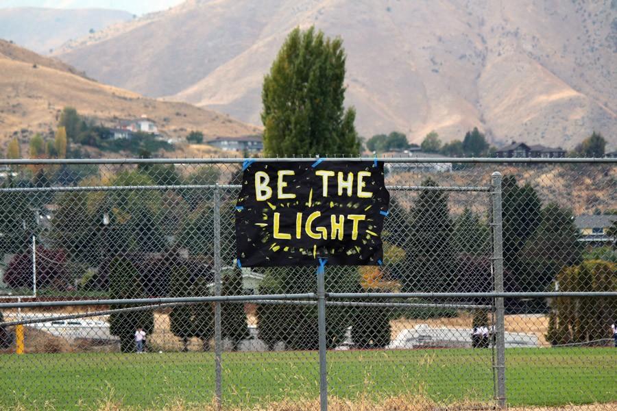 A sign brandishing the name of the event, a constant reminder to Be the Light in someones life.