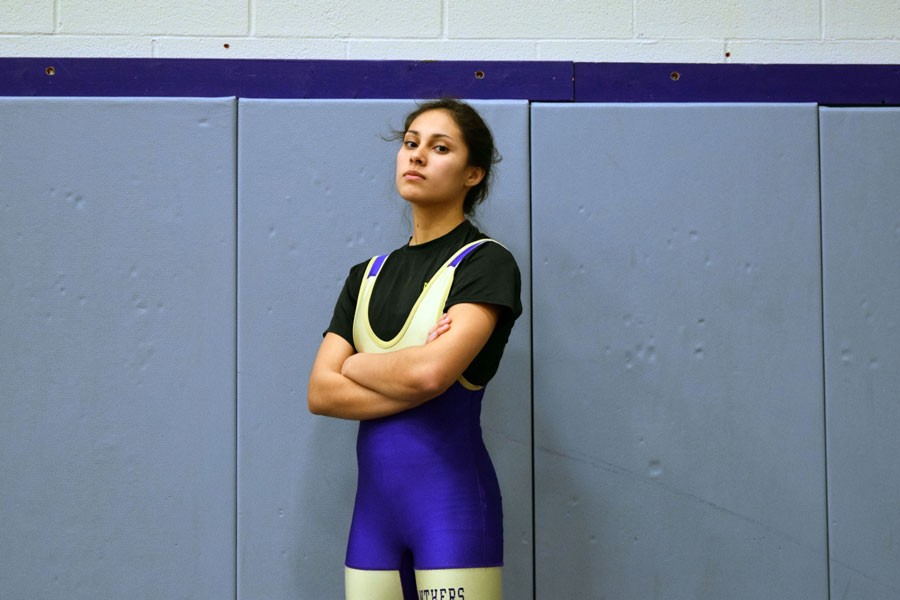 Senior+Melody+Lucero+prepares+her+game+face+to+intimidate+her+opponent.