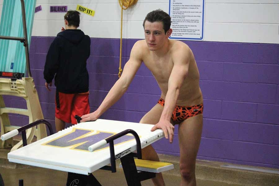 Senior Jared Vargas prepares for his swim. 
