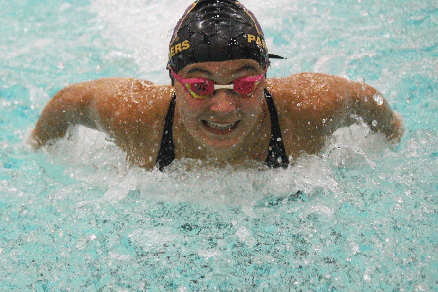 Senior Jessica Wierzbicki cuts through the water for the first-place finish in the individual medley.